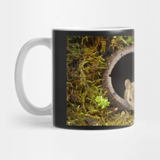 George the mouse in a log pile House - coconut shell house Mug